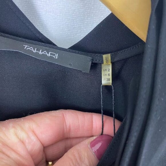 Tahari Black Ruffle Sleeveless Shift Dress New with Tags Women's Size 2 - Picture 10 of 13